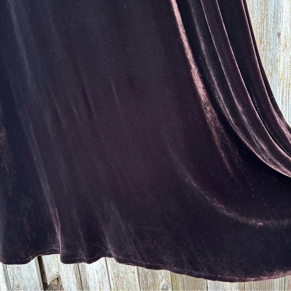 Eileen Fisher Stretch Velvet Maxi Dress Bateau Neck Brown L - Picture 8 of 15